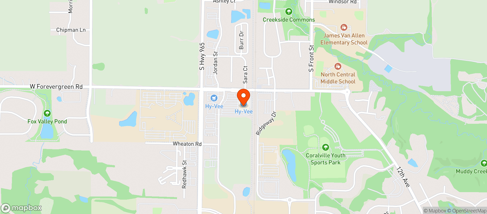 Map showing Hy-Vee Grocery Store