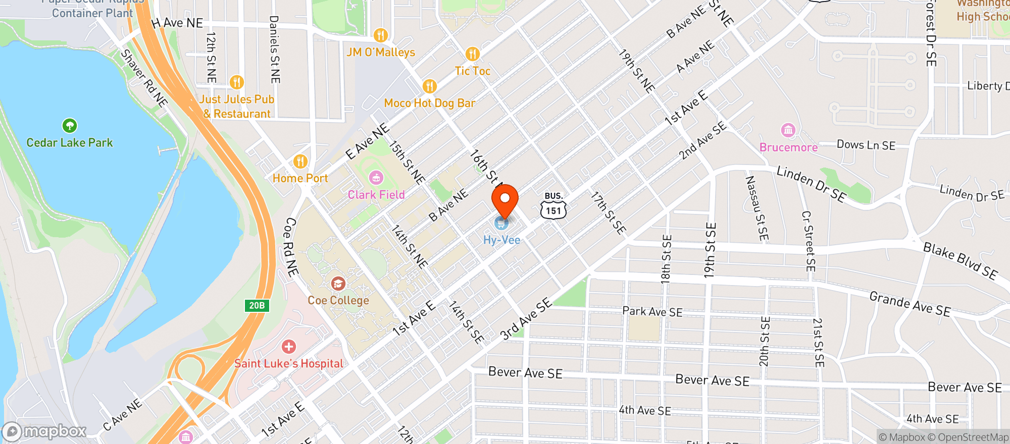 Map showing Hy Vee Food Store