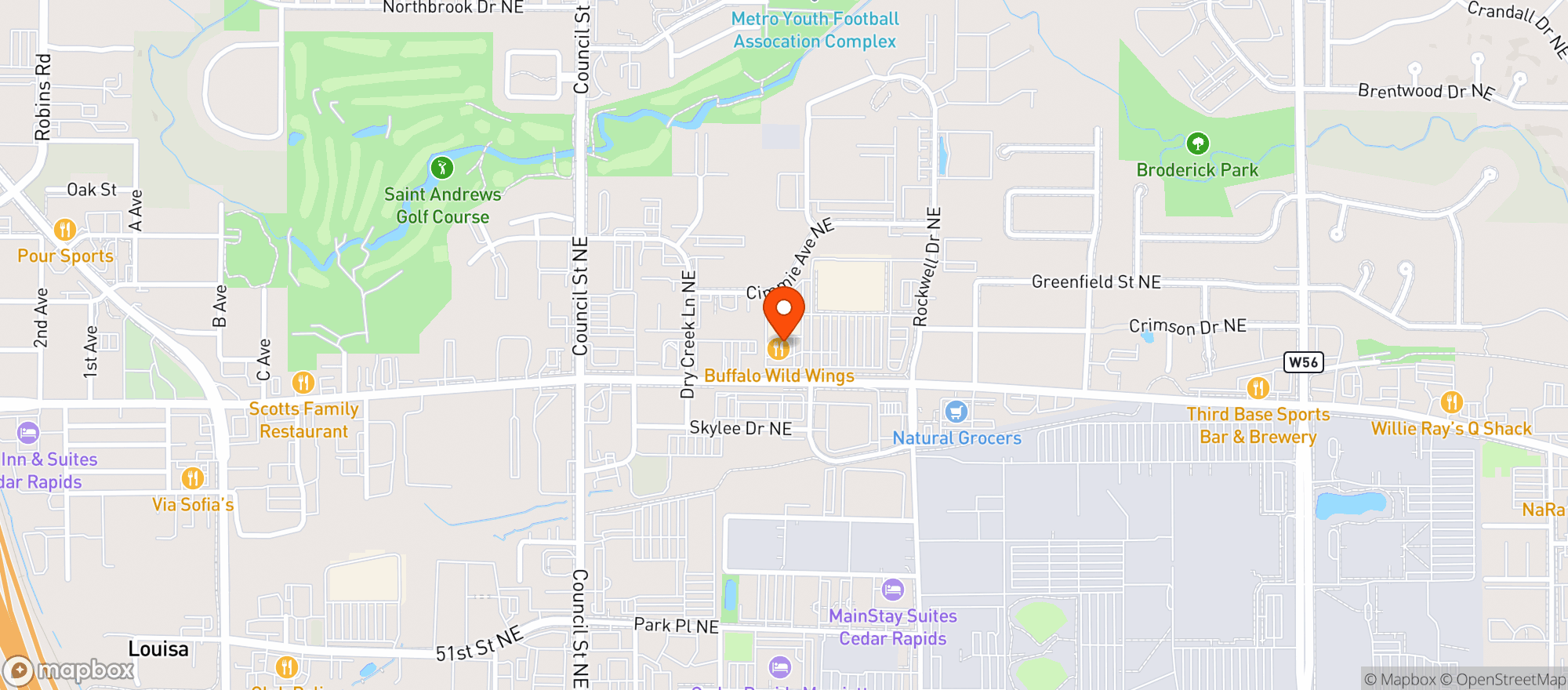 Map showing Buffalo Wild Wings Grill & Bar