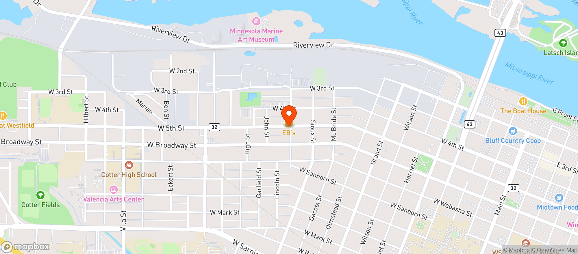 Map showing Ebs Corner