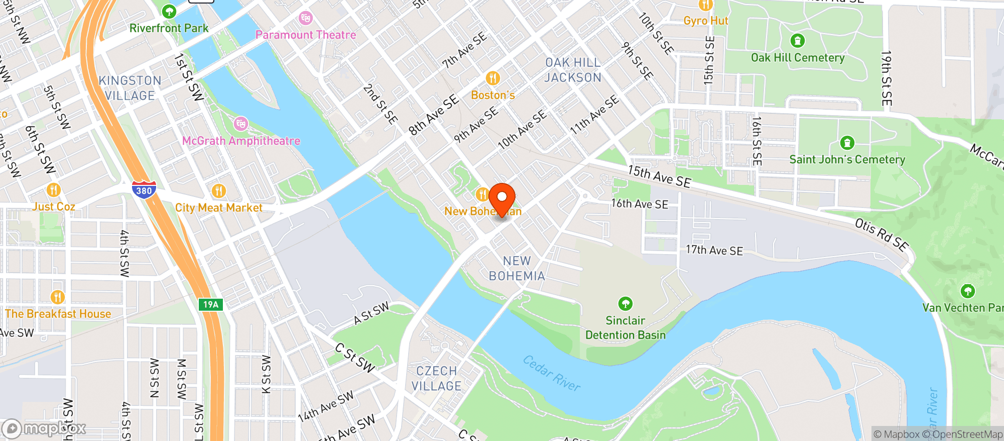 Map showing Parlor City Pub