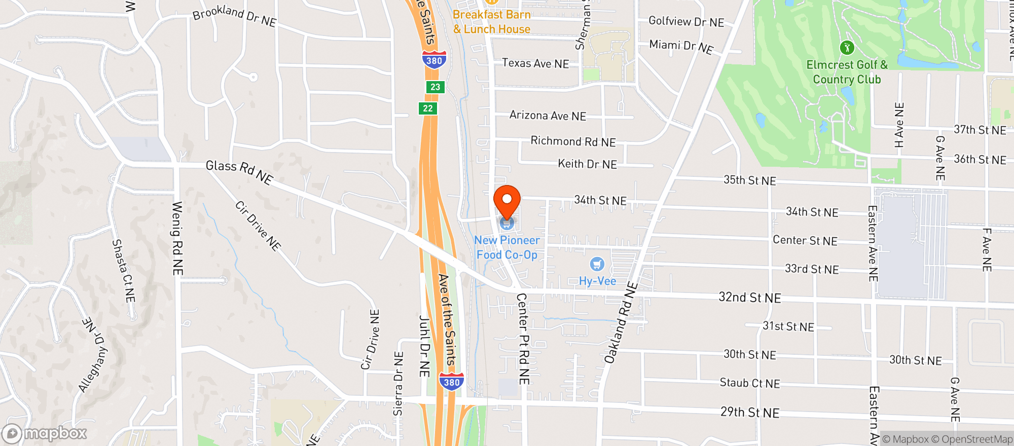 Map showing New Pioneer Co-op