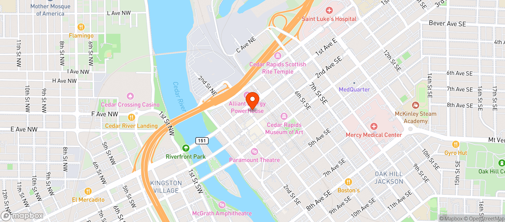 Map showing Theatre Cedar Rapids