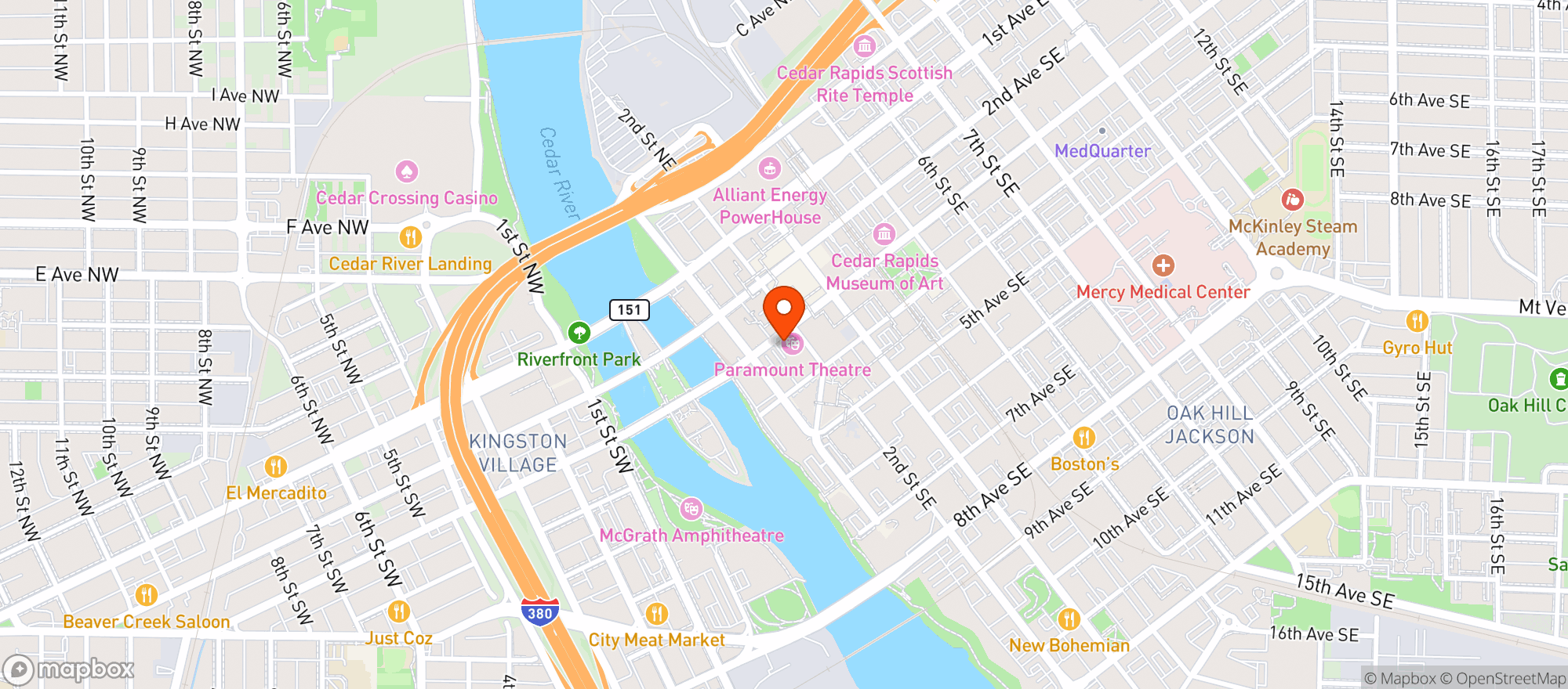 Map showing Opus Concert Cafe