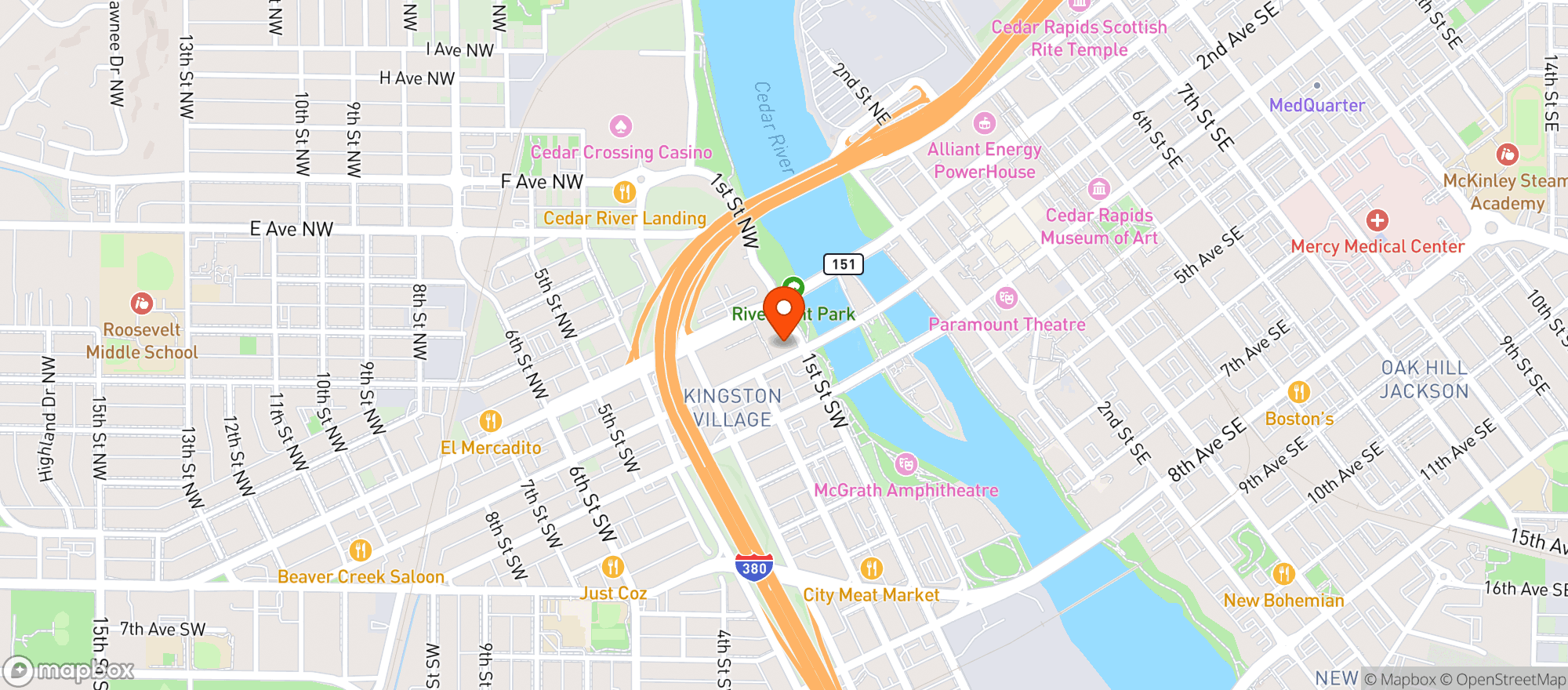 Map showing Big Grove Brewery