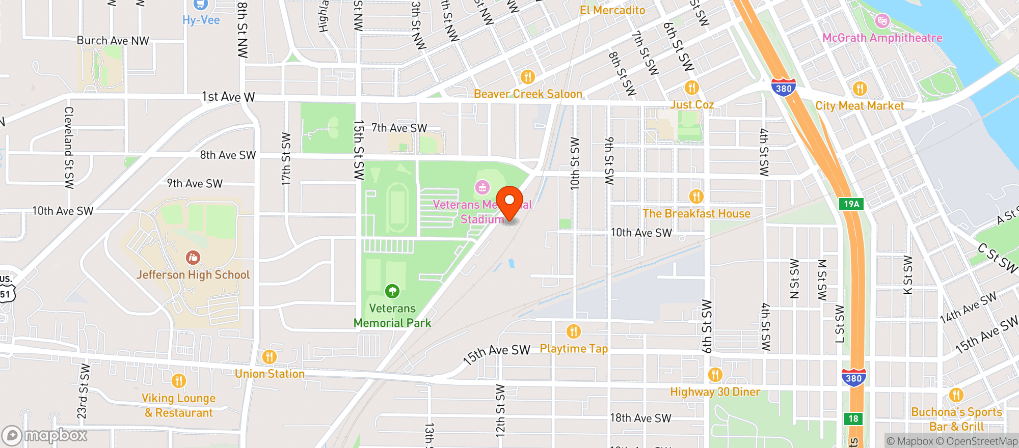 Map showing Stadium Lounge