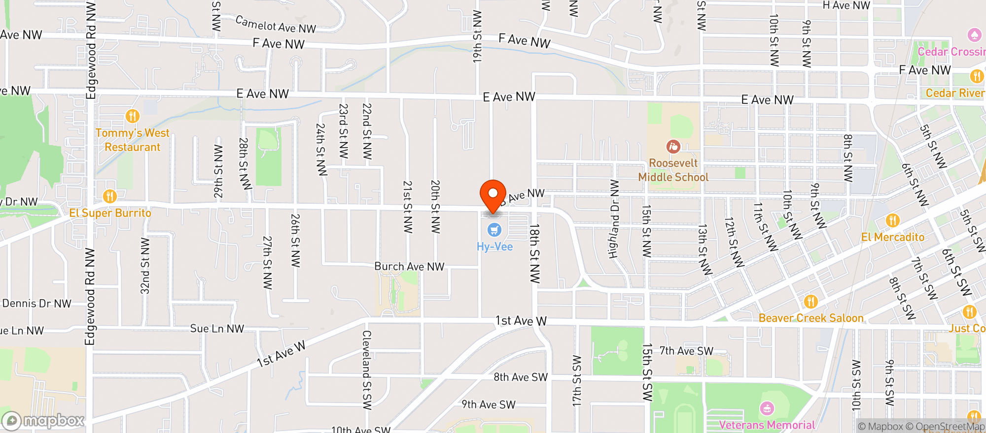 Map showing Hy Vee Food Store