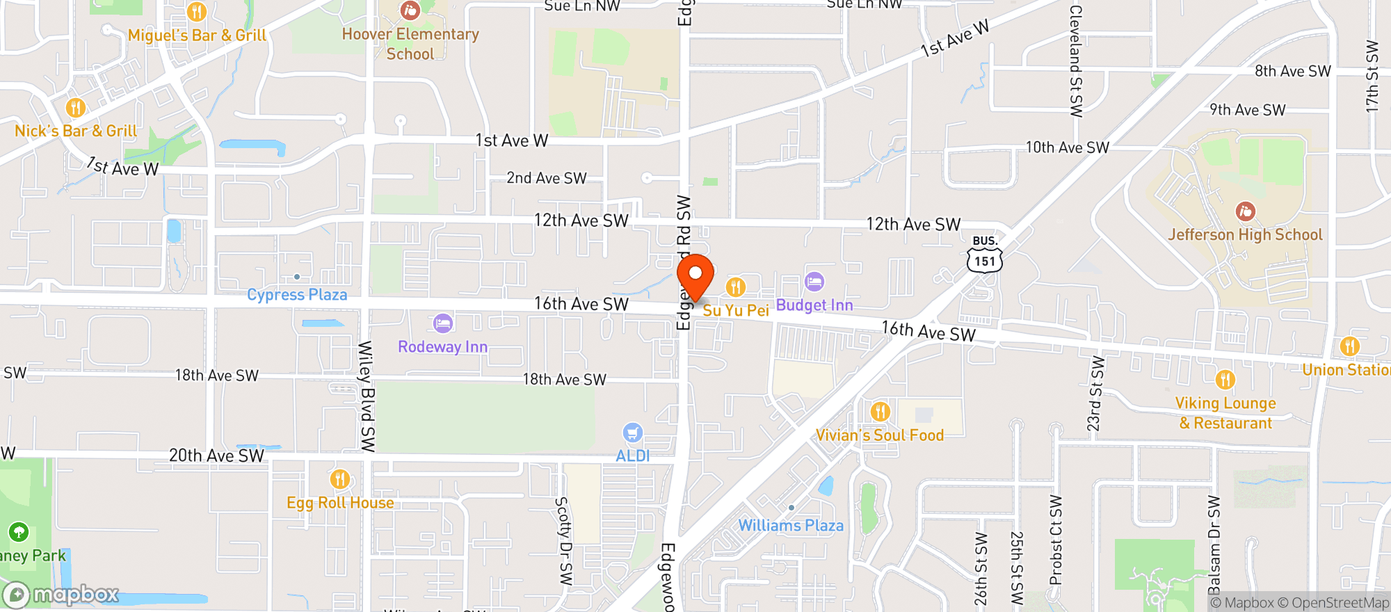 Map showing Westside Spirits