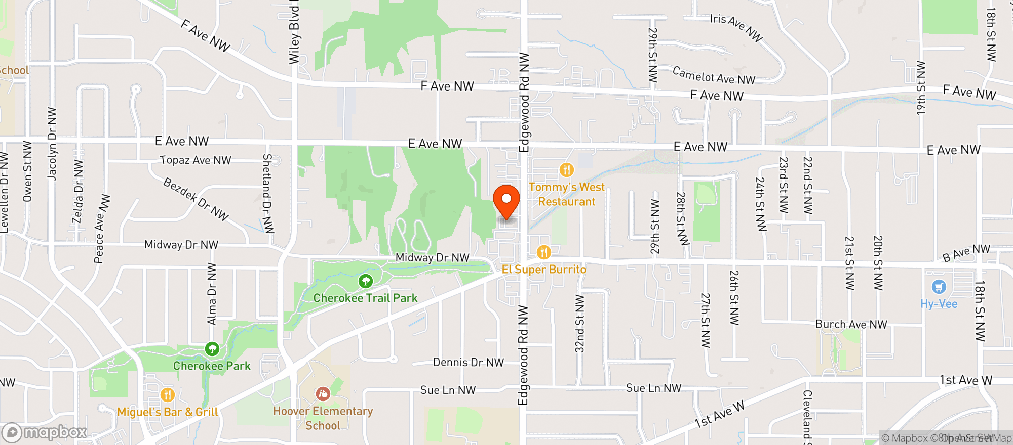 Map showing Bushwood Sports Bar & Grill