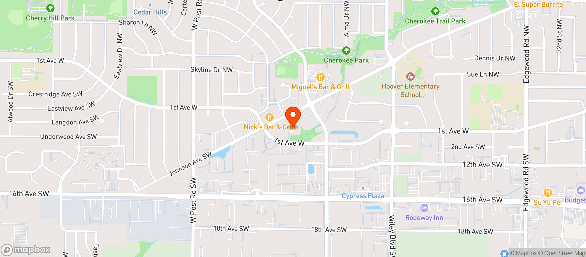 Map showing Hy Vee Drugstores