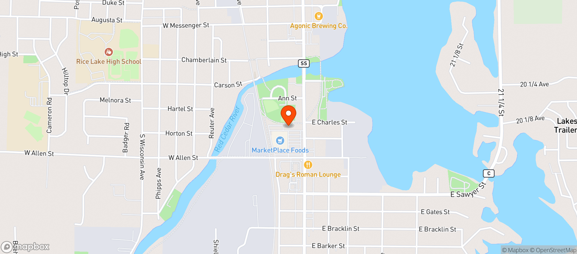 Map showing The Social House Of Rice Lake