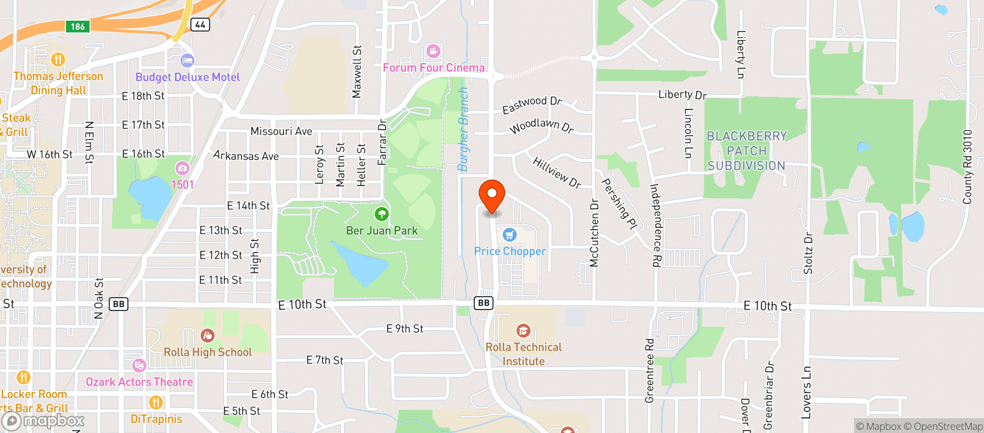 Map showing Trinity Rolla