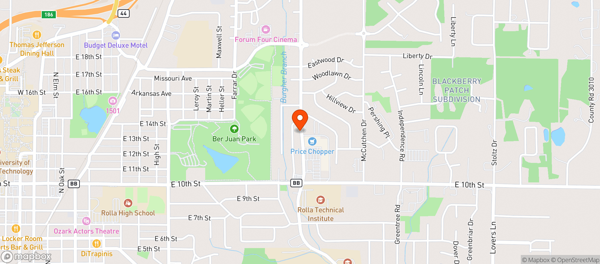 Map showing Root 66 - Dogtown