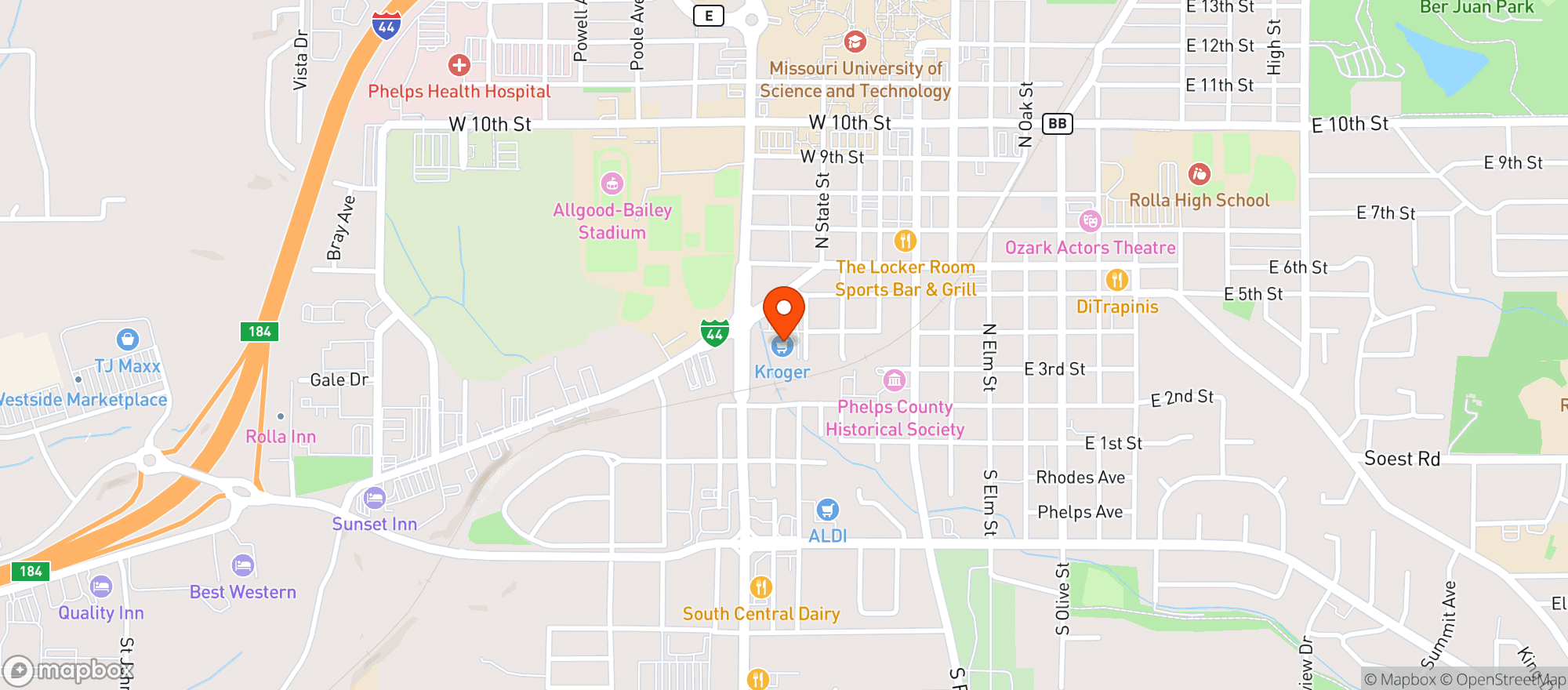 Map showing Kroger