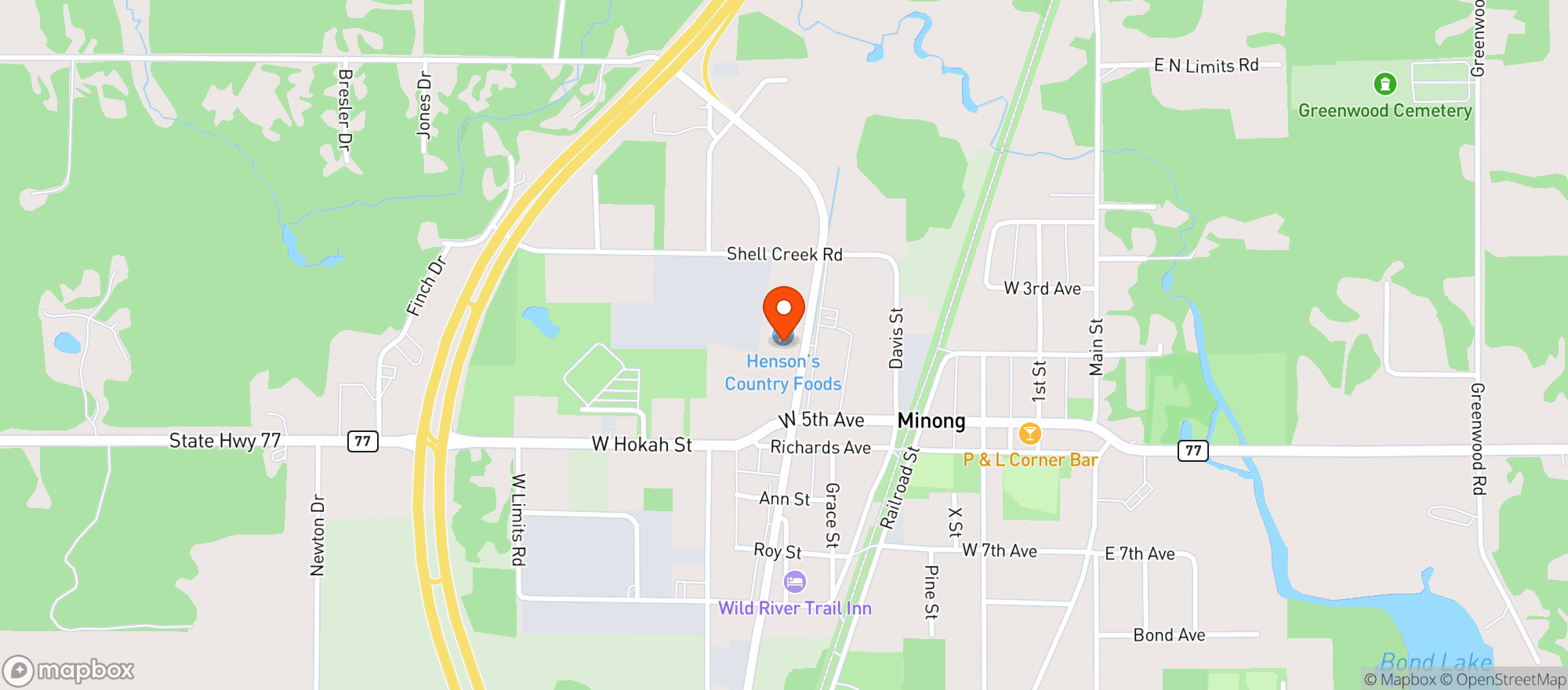 Map showing Henson S Country Foods