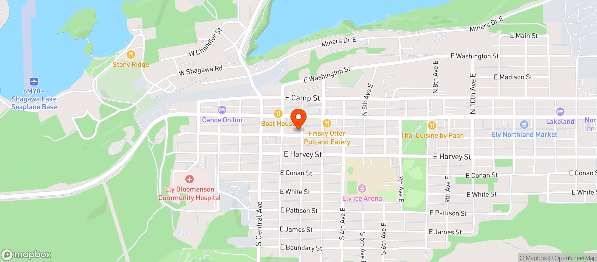 Map showing Boundary Waters Kitchen