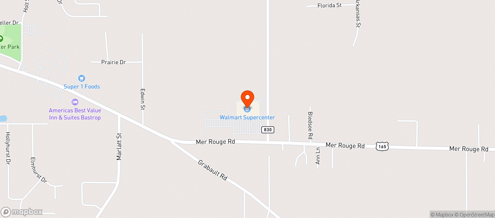 Map showing WALMART SUPERCENTER #98