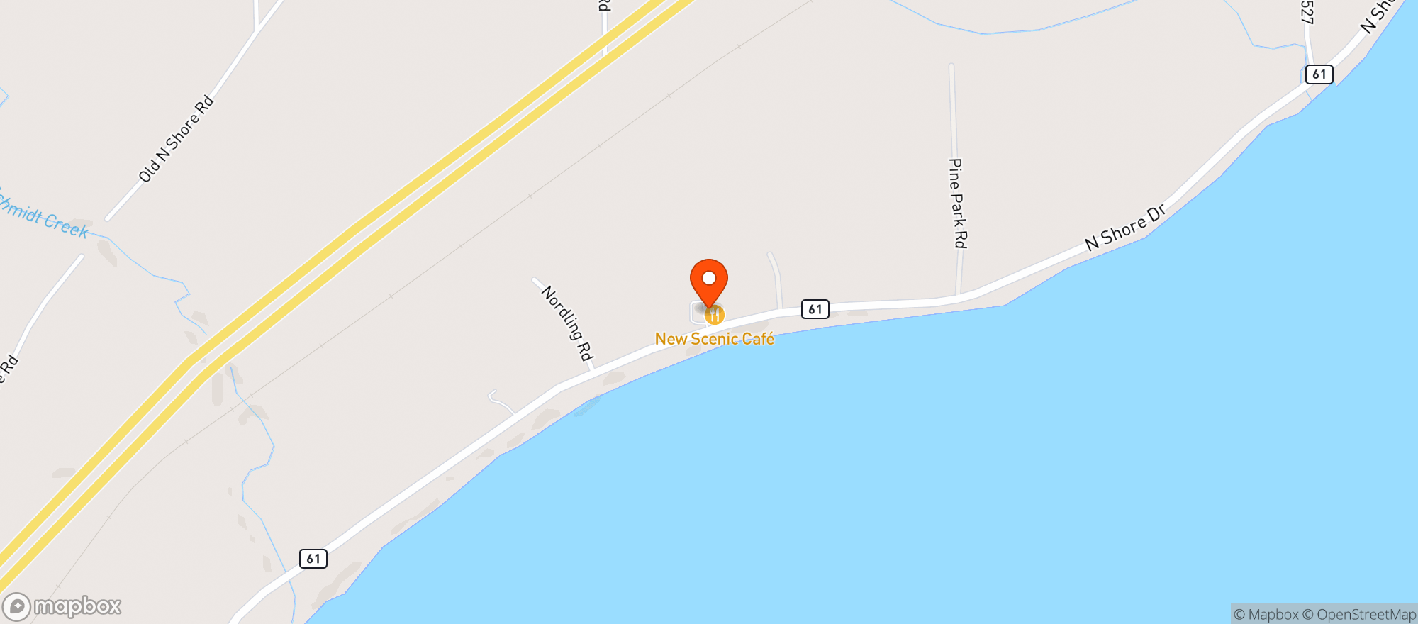 Map showing New Scenic Cafe