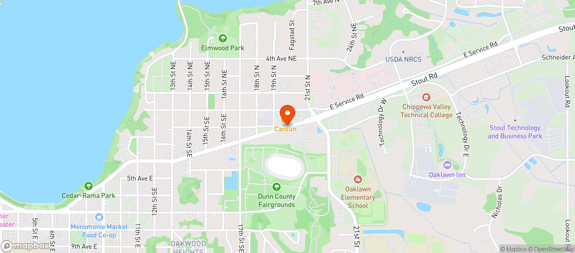 Map showing Cancun Mexican Grill