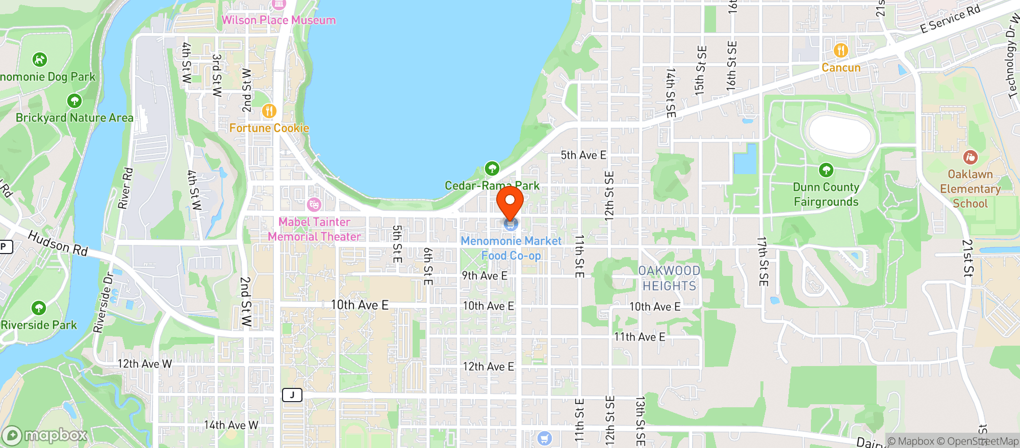 Map showing Menomonie Food Co-Op - The