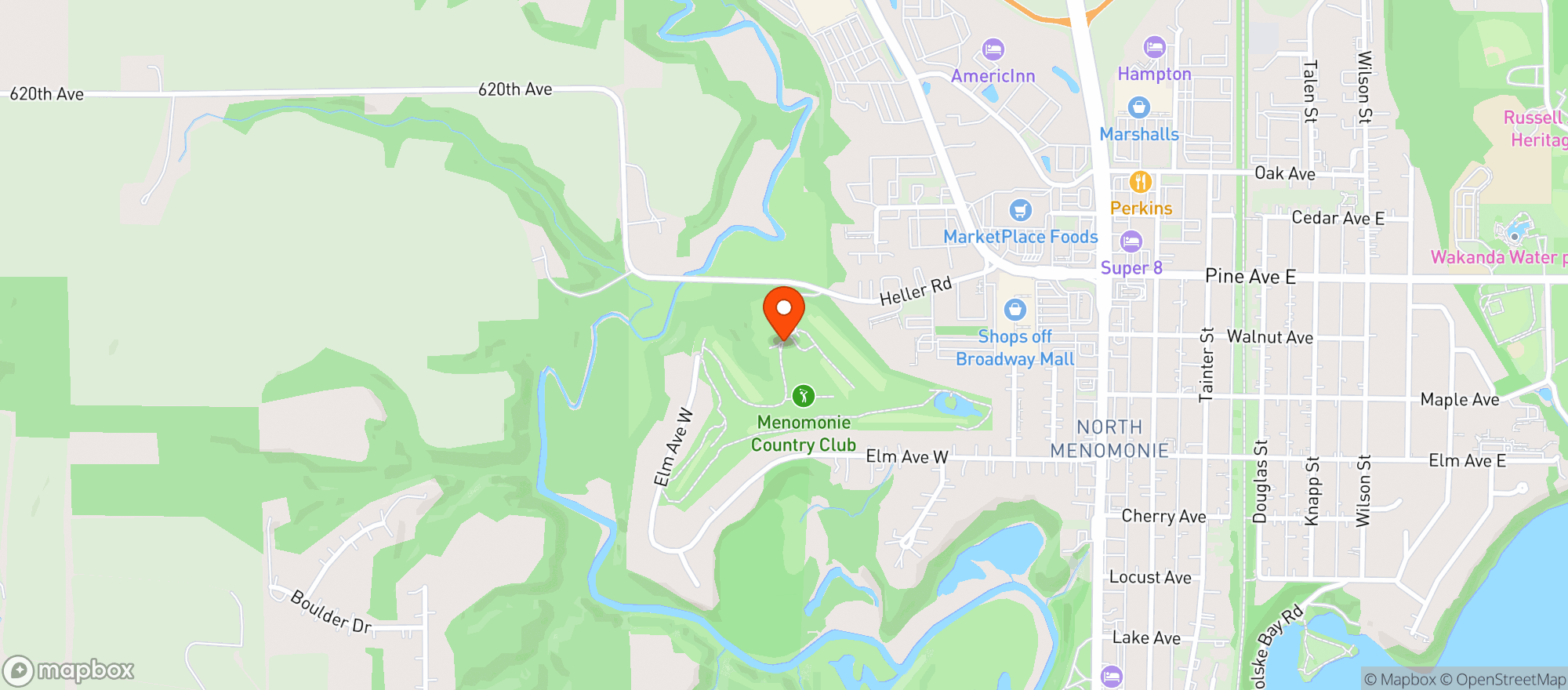 Map showing Menomonie Golf and Country Club