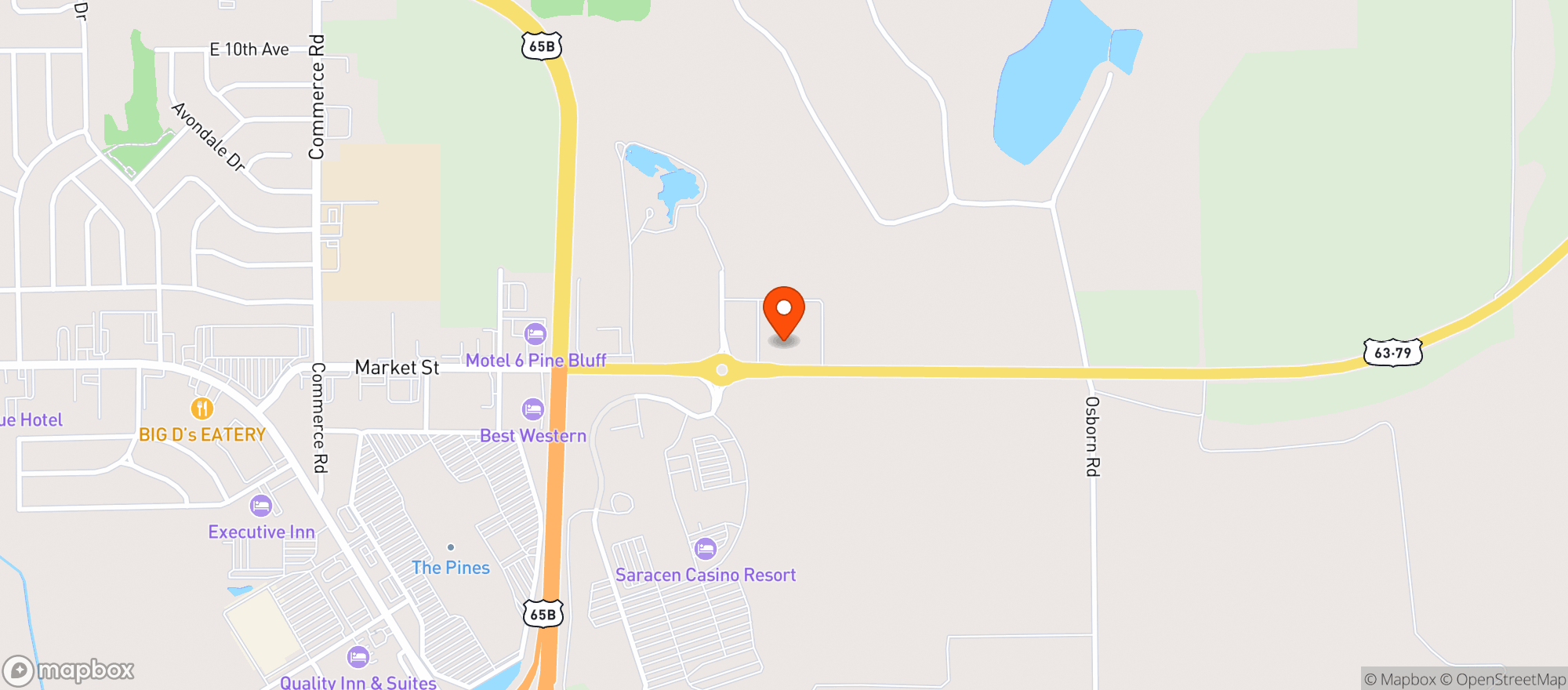 Map showing Pine Bluff Fuel & Food