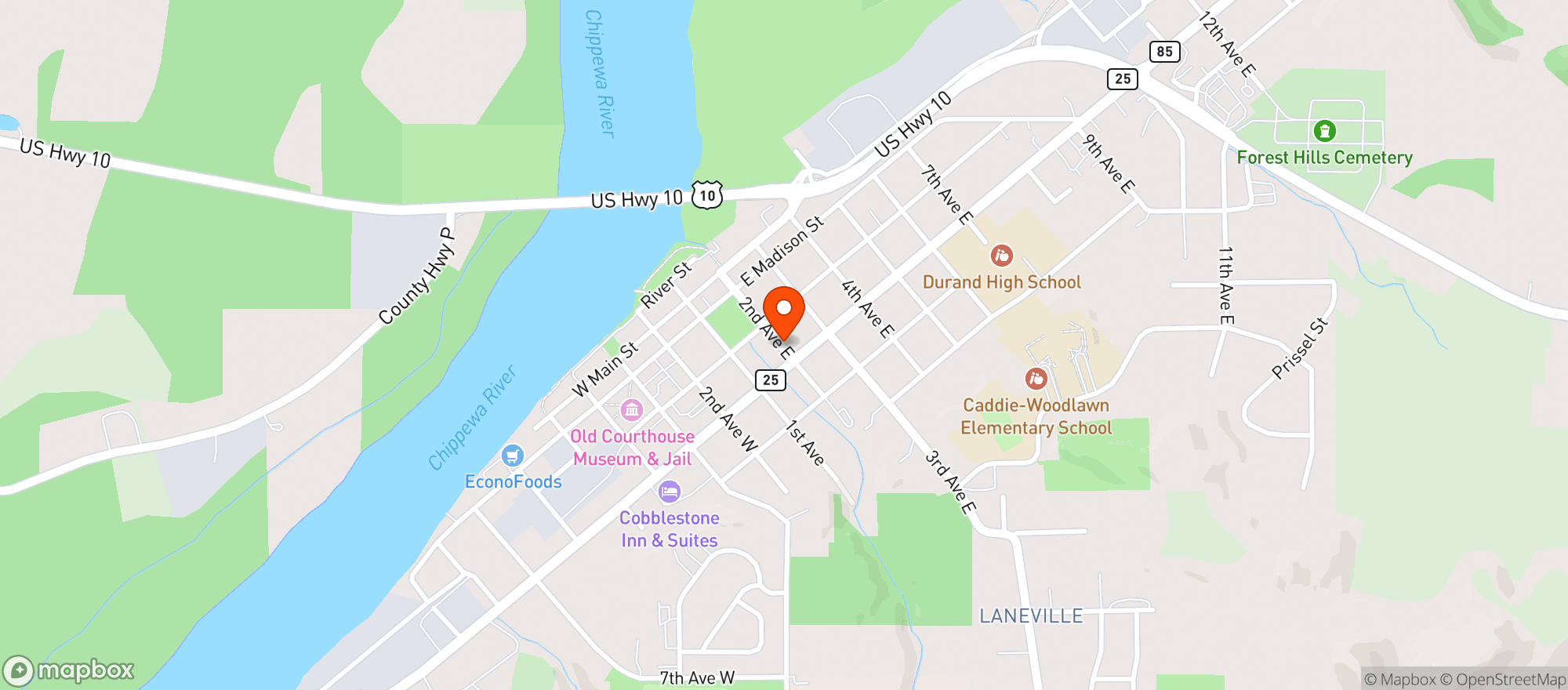 Map showing Cenex Convenience Store