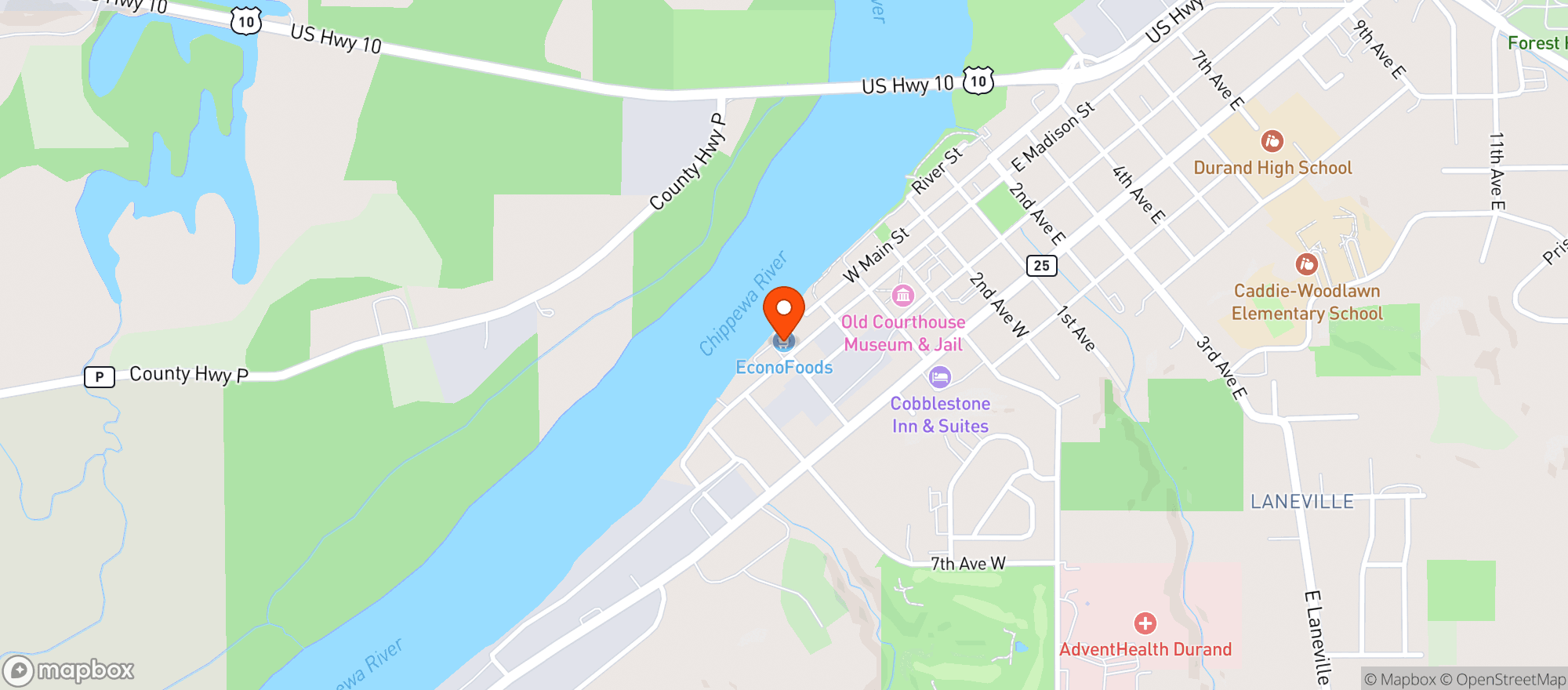 Map showing Durand Fresh Market