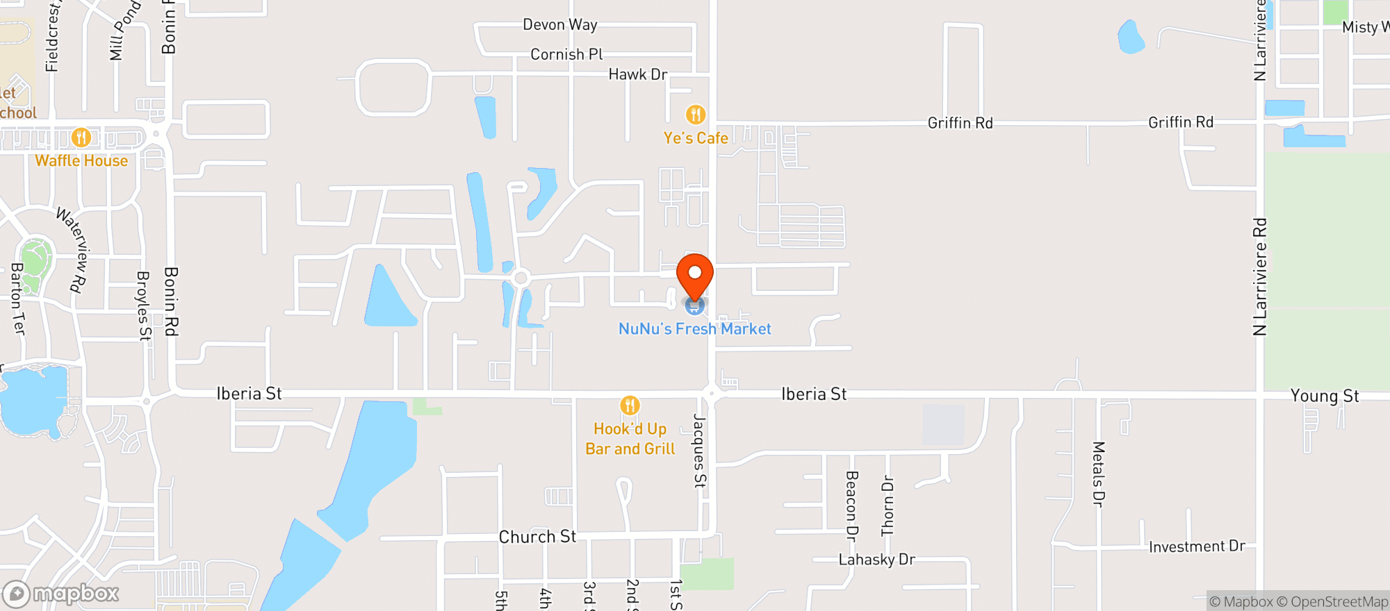 Map showing Nunu's Fresh Market (Youngsville)