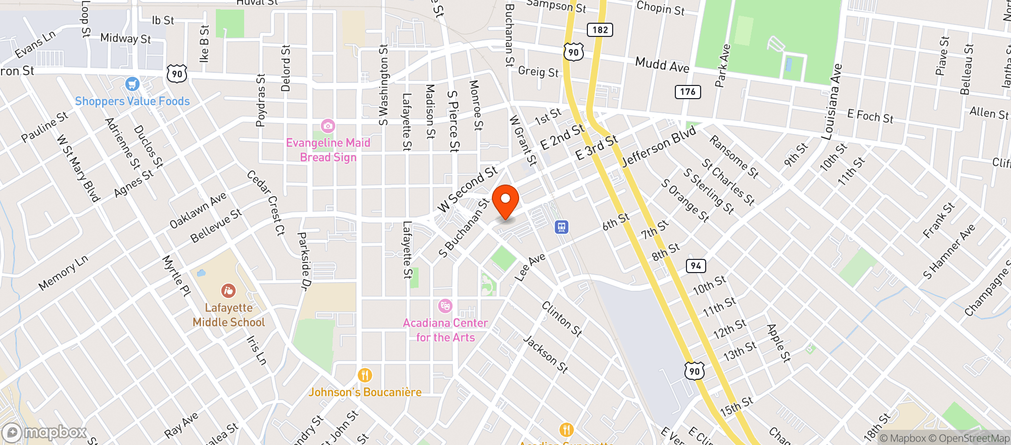 Map showing Jefferson St Green Room