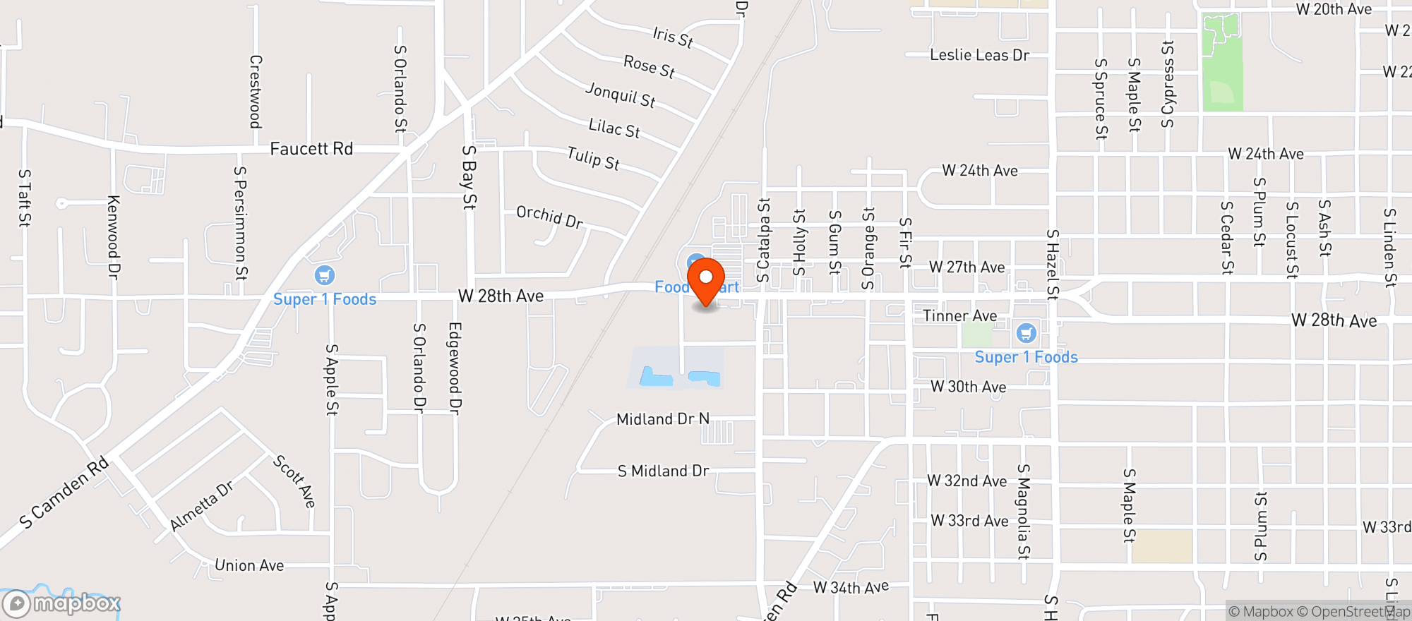 Map showing Oak Park Liquor