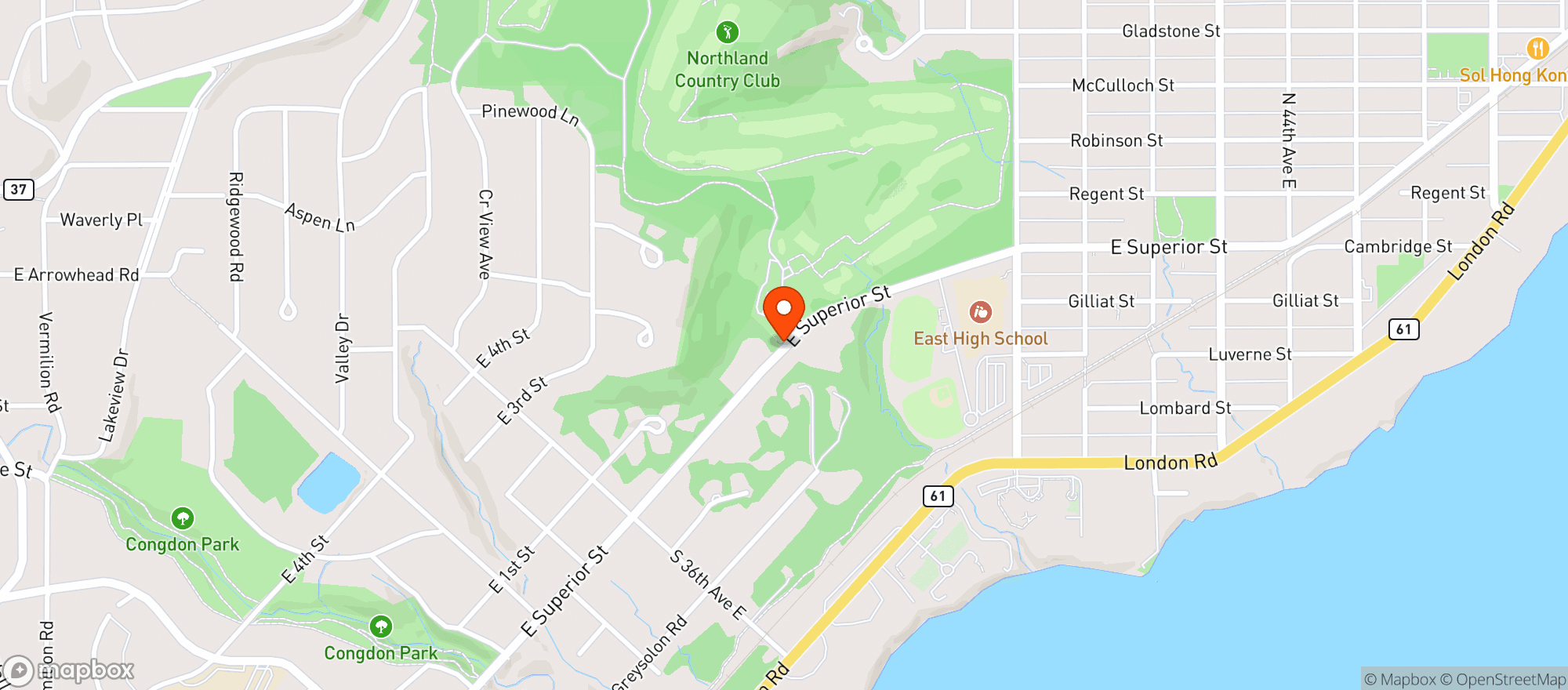 Map showing Northland Country Club