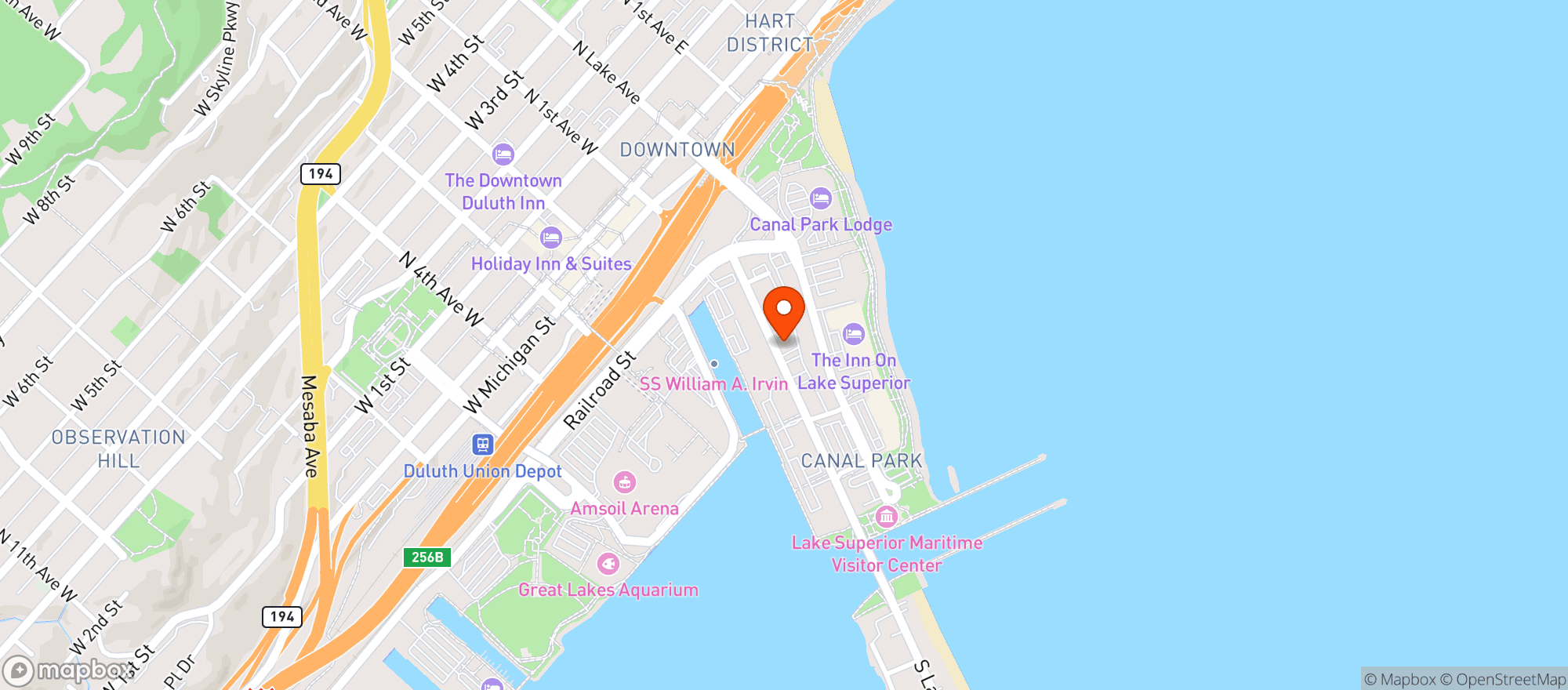 Map showing Green Mill Restaurant