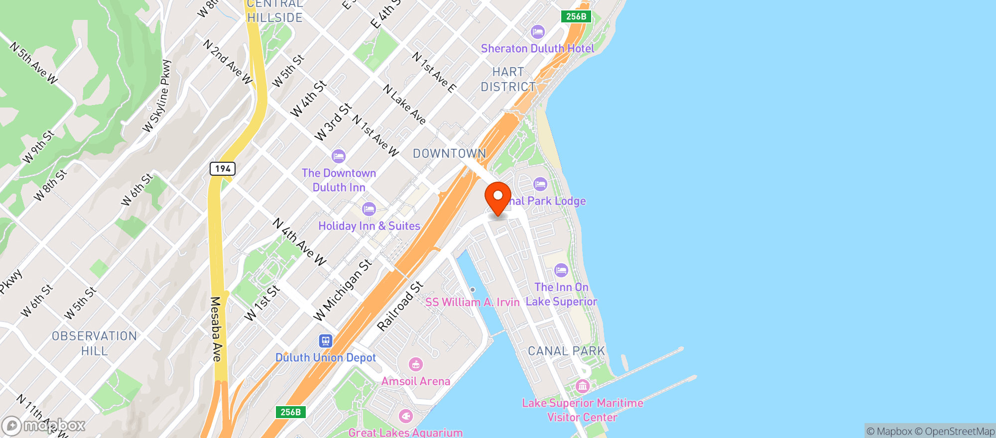 Map showing Canal Park Liquor