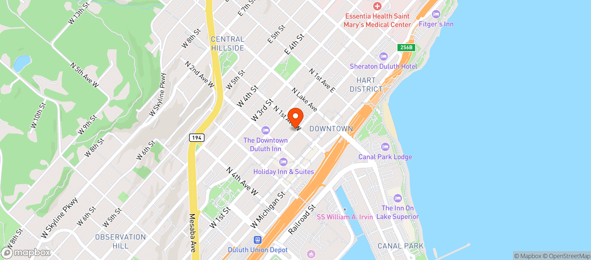 Map showing Sammys Pizza Downtown