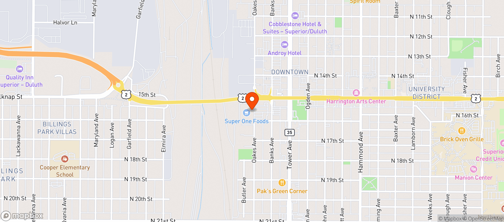 Map showing Super One #530 Oaks