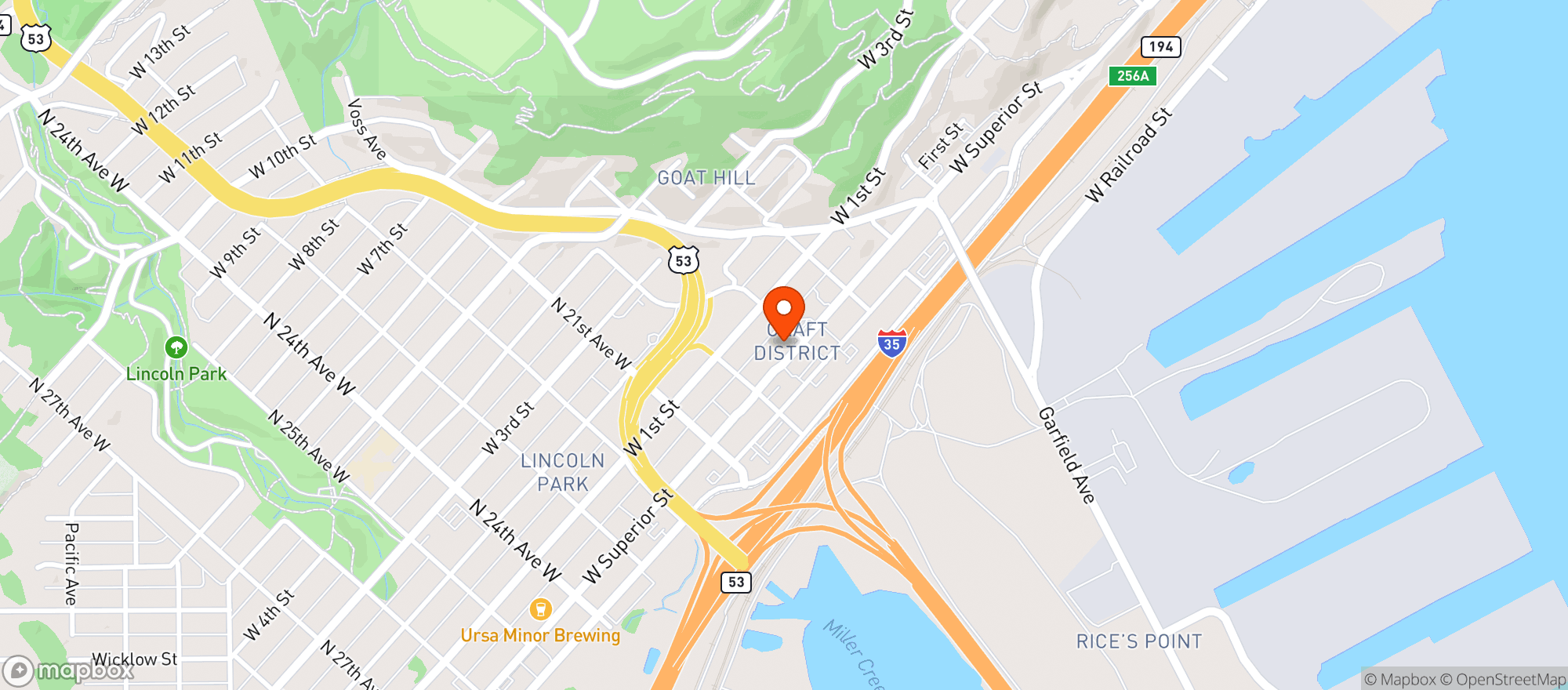 Map showing Duluth Beer Exchange