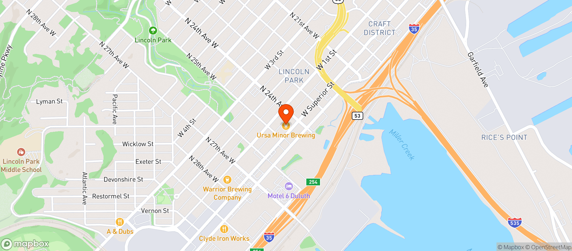 Map showing Ursa Minor Brewing