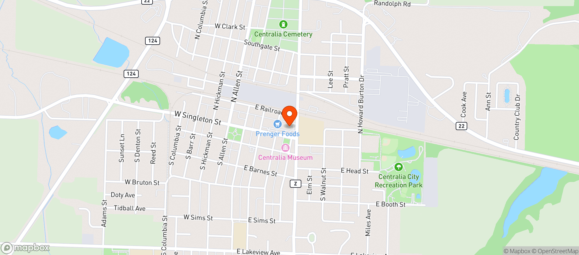 Map showing Prengers Extreme Mart