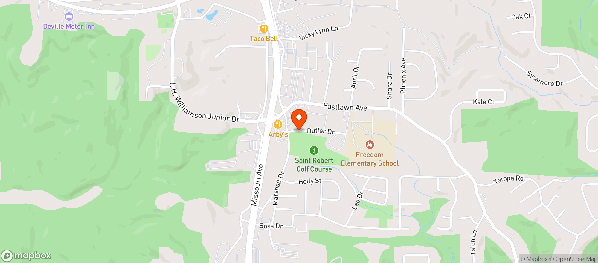 Map showing St. Robert Golf Course