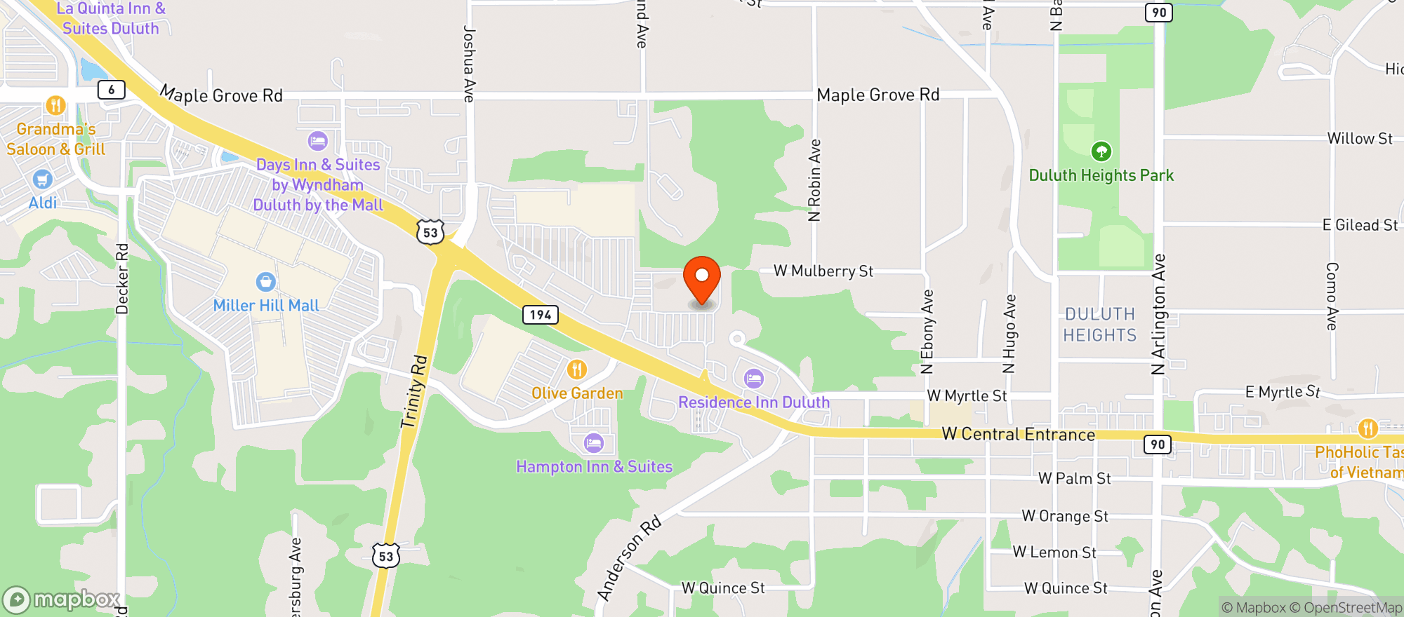 Map showing Cub Liquor - Duluth