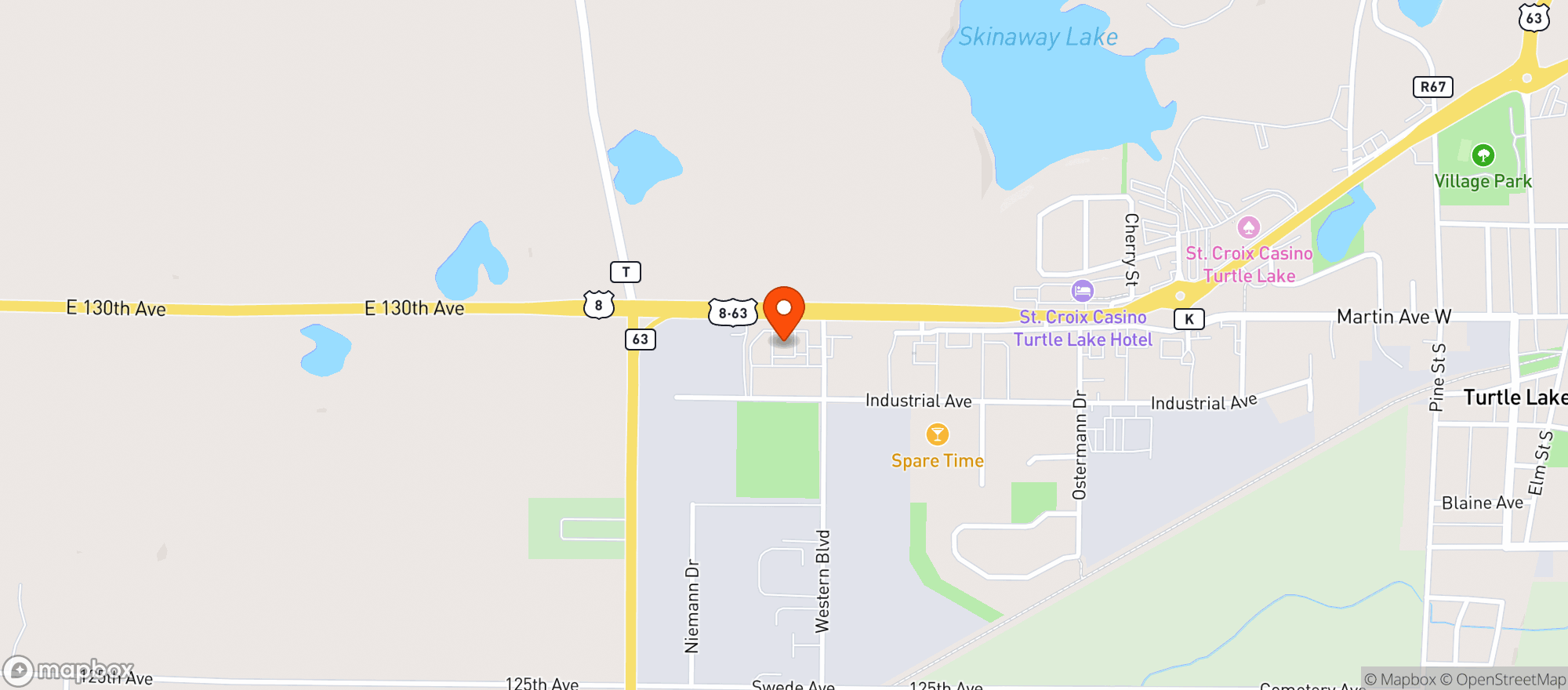 Map showing Kwik Trip #1115 - Turtle Lake