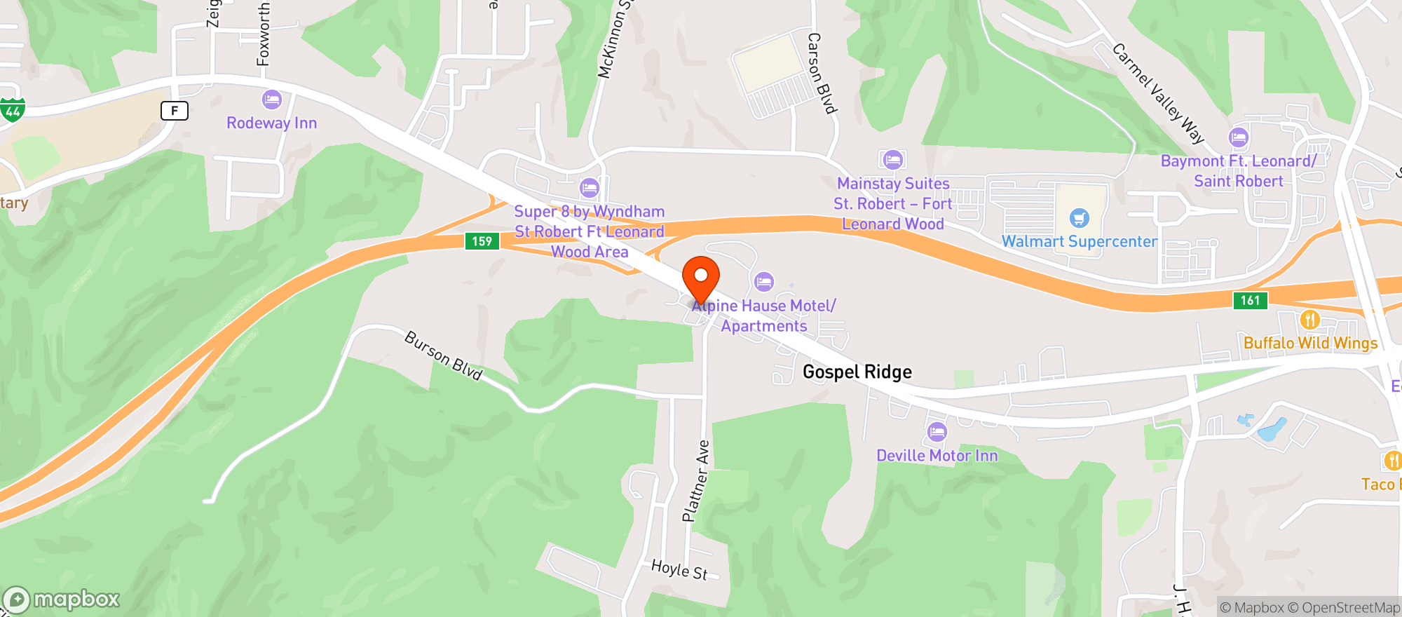 Map showing St.robert Eagle Stop