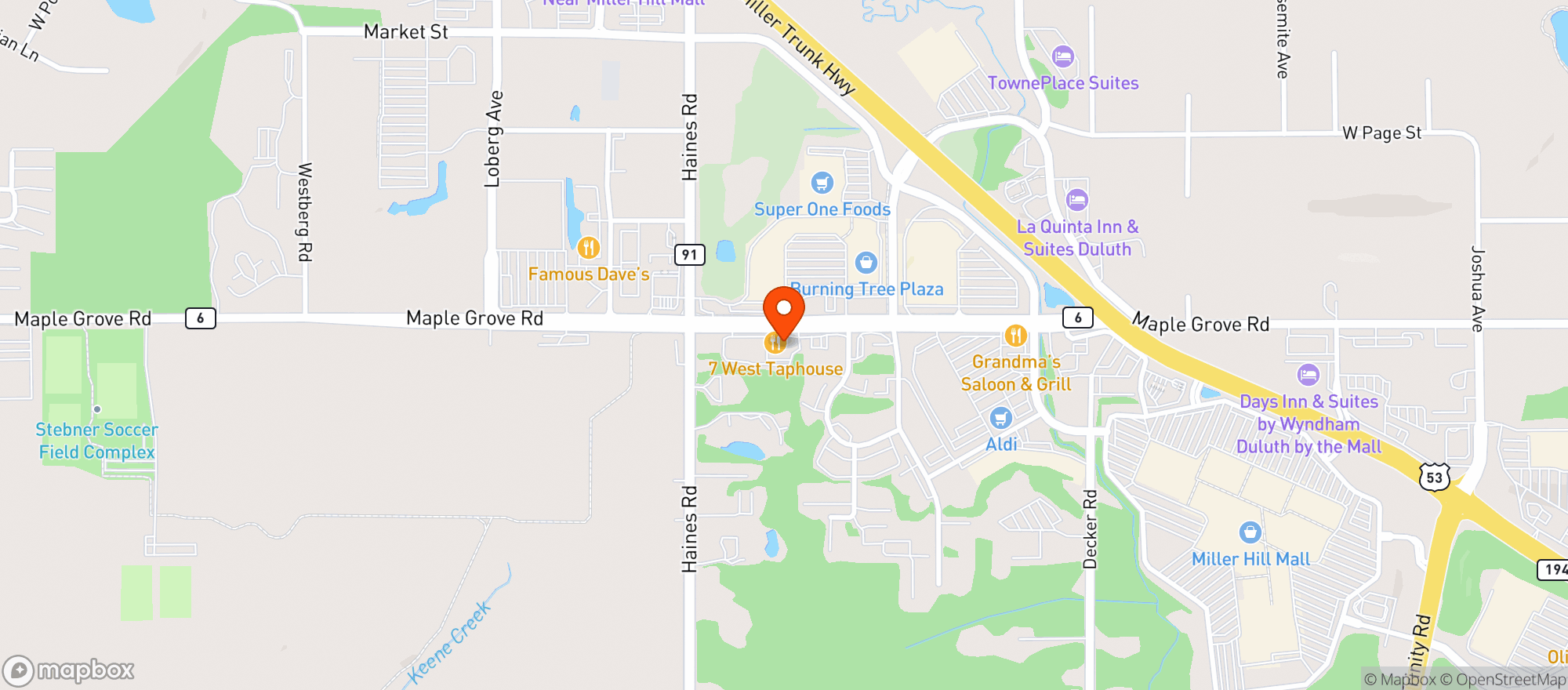 Map showing 7 West Taphouse