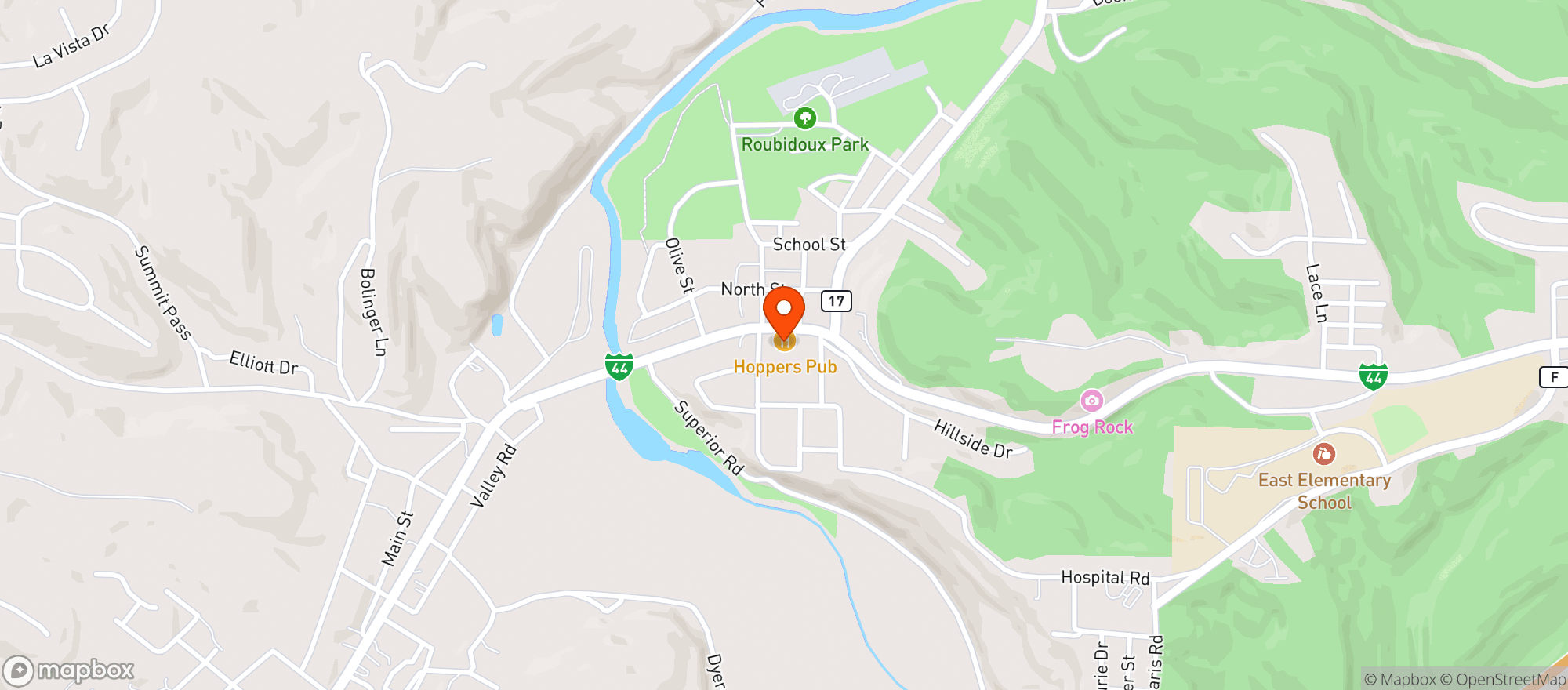 Map showing Hoppers Pub