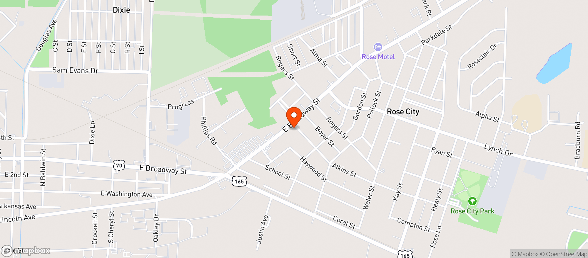 Map showing Rose City Junction