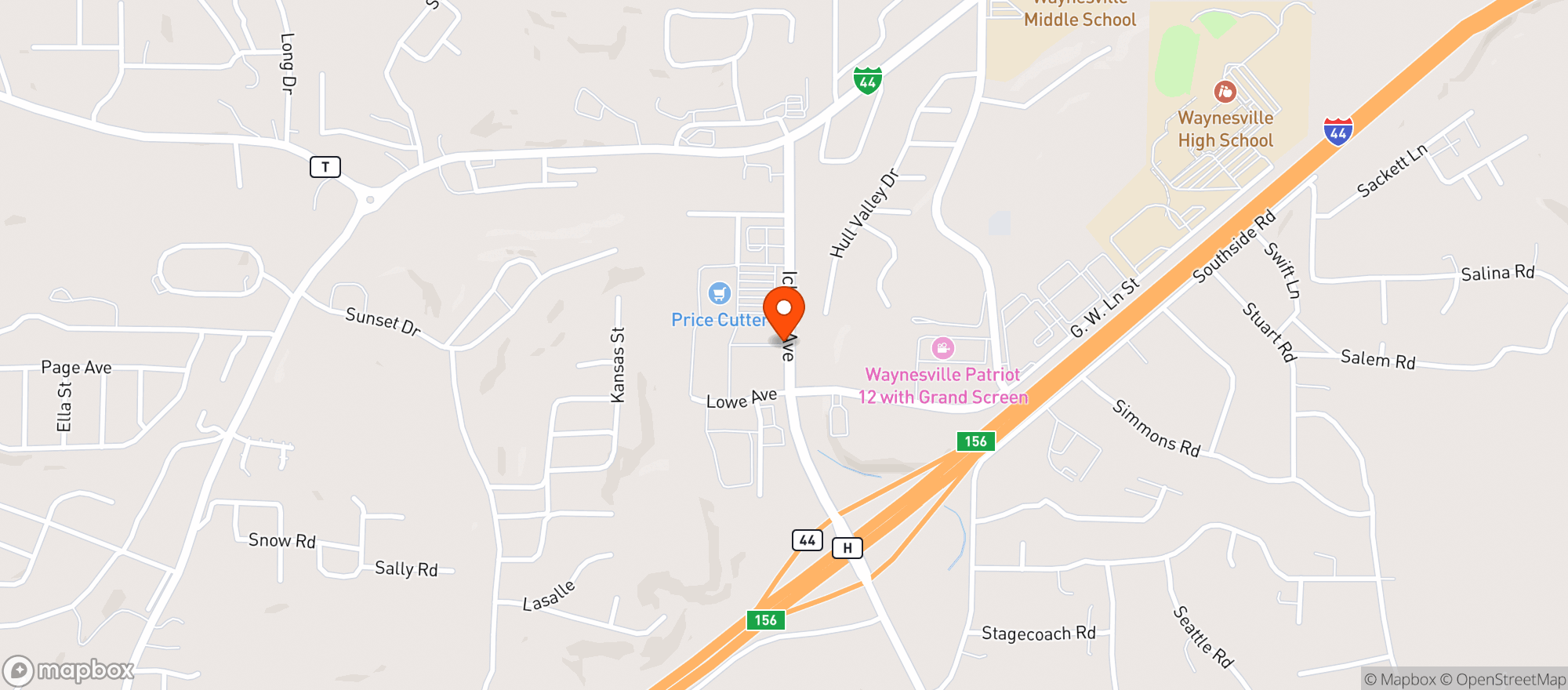 Map showing Price Cutter