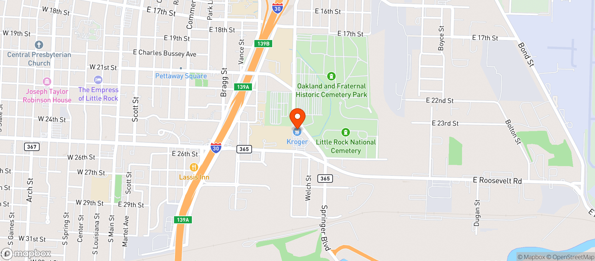 Map showing Kroger