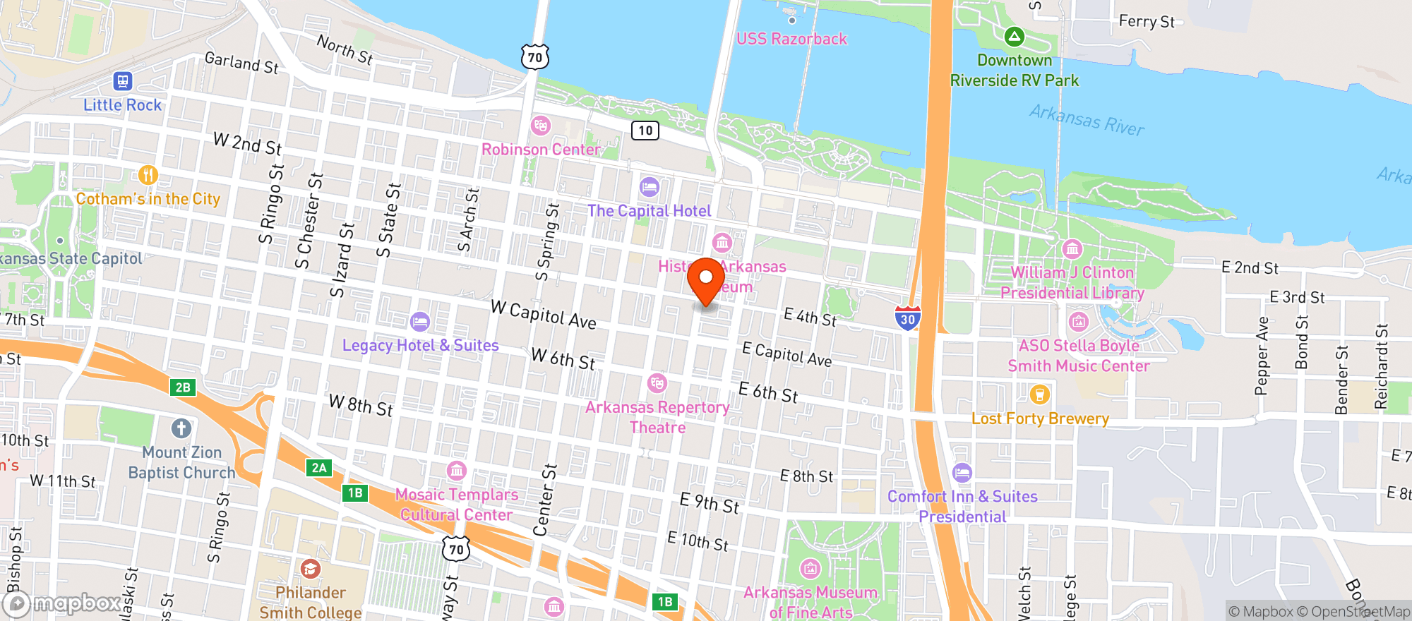 Map showing Woman's City Club (junior League Of Little Rock)