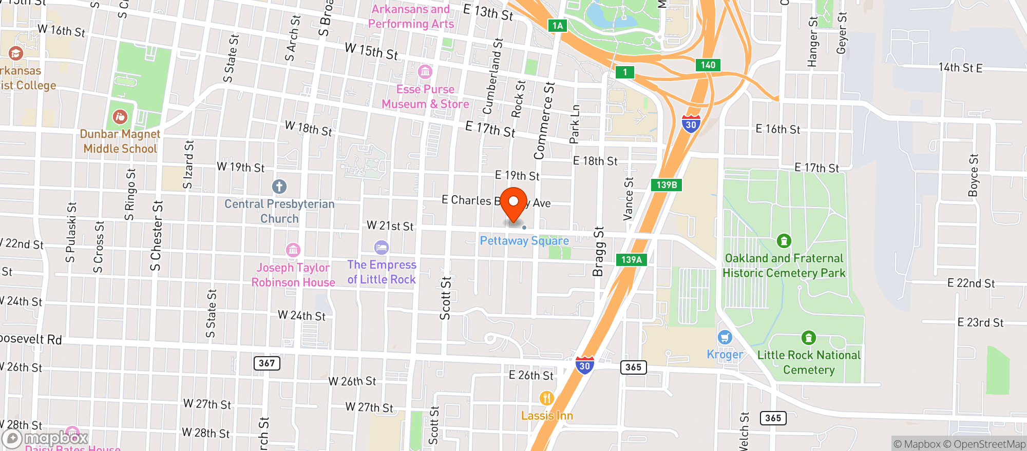 Map showing Pettaway Coffee